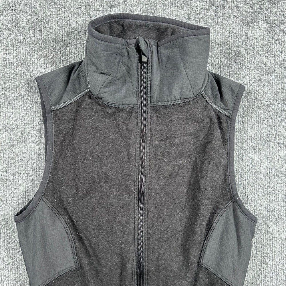 Athleta Vest Womens XXS Black Full Zip Mixed Media Athletic Slim Fit Pockets